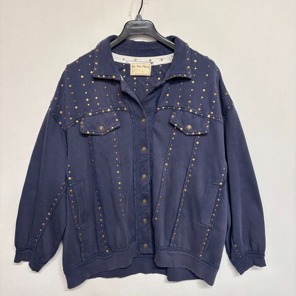 Free People We The Free Keepin' On Trucker Shirt Jacket Size Large D136 -29